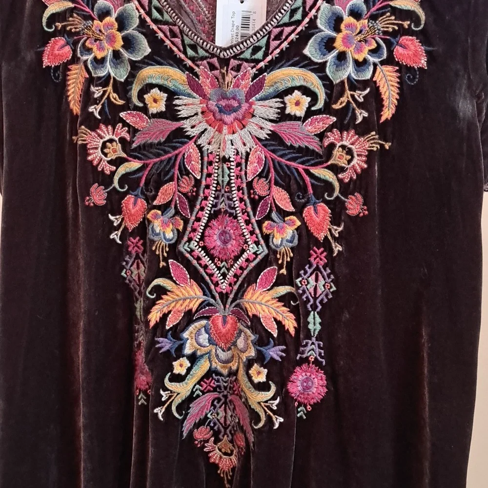 Johnny Was Iona Velvet Drape Top Size Large - Picture 2 of 11